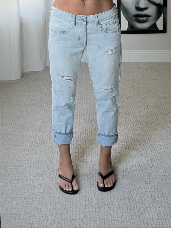 American Eagle Outfitters Pants - Vintage Y2K American Eagle Outfitters Light Wash Distressed Cropped Jeans